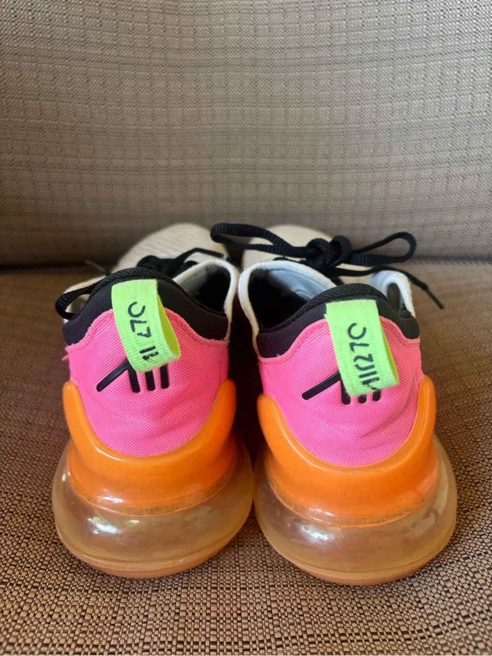 Nike Air Max 270 White Pink Orange Athletic Shoes